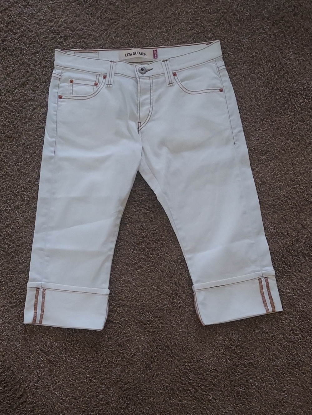Levi's Y2K Low Size Slouch Capri Jeans with Contrast Brown Stitching